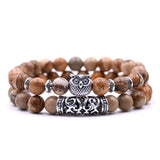 YIZIZAI Owl Bracelet Jewelry Stone Bracelets Men Women Pulseira Masculina Feminina Bileklik Pulseras Mujer Bijoux Armband set