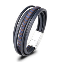 ZOSHI Braided Blue Color Leather Bracelets for Men Armband Heren Trendy Genuine Leather Bracelets with Magnetic Buckle