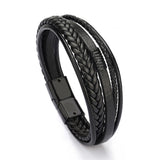 ZOSHI Braided Blue Color Leather Bracelets for Men Armband Heren Trendy Genuine Leather Bracelets with Magnetic Buckle