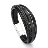 ZOSHI Braided Blue Color Leather Bracelets for Men Armband Heren Trendy Genuine Leather Bracelets with Magnetic Buckle