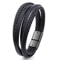 ZOSHI Braided Blue Color Leather Bracelets for Men Armband Heren Trendy Genuine Leather Bracelets with Magnetic Buckle