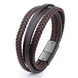 ZOSHI Braided Blue Color Leather Bracelets for Men Armband Heren Trendy Genuine Leather Bracelets with Magnetic Buckle