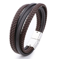 ZOSHI Braided Blue Color Leather Bracelets for Men Armband Heren Trendy Genuine Leather Bracelets with Magnetic Buckle